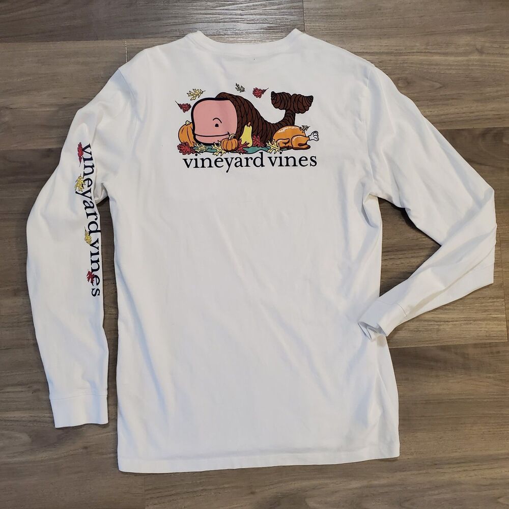 Vineyard Vines Long Sleeve T Shirt Youth XL cornucopia Whale Logo (Fit Womens M)